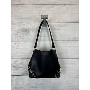 Madden NYC Women's Black & Gold Buckle Shoulder Bag